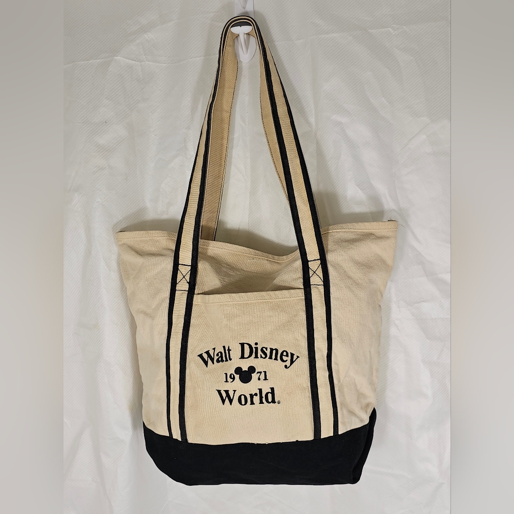 Retro Walt Disney World 1971 Cream and Black Canvas Tote Bag